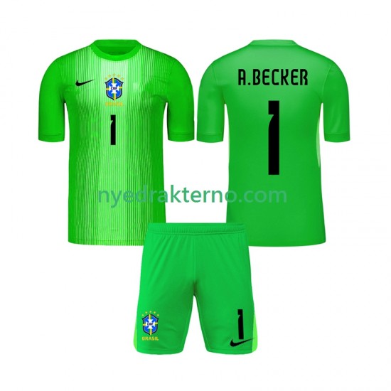 Brasil Fotballdrakt Alisson Becker 1 Keeper Barn Hjemmedraktsett 2026 Kortermet