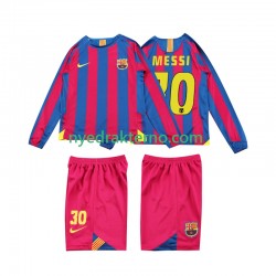 FC Barcelona Fotballdrakt Lionel Messi 10 2005 Retro Barn Hjemmedraktsett 2006 Langermet