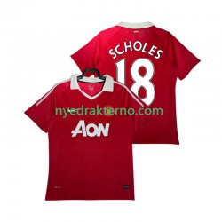Manchester United Fotballdrakt SCHOLES 18 Retro Herre Hjemmedraktsett 2011 2010 Kortermet