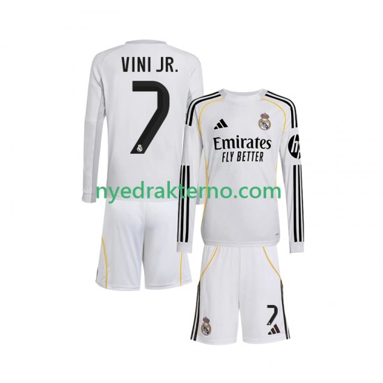 Real Madrid Fotballdrakt Vinicius Junior 7 Barn Hjemmedraktsett 2025-2026 Langermet