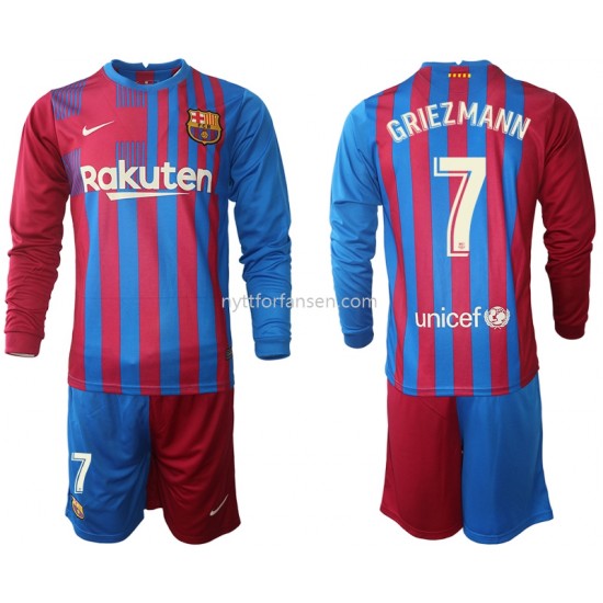 FC Barcelona Antoine Griezmann 7 Fotballdrakt Barn Hjemmedraktsett 2021-2022 Langermet