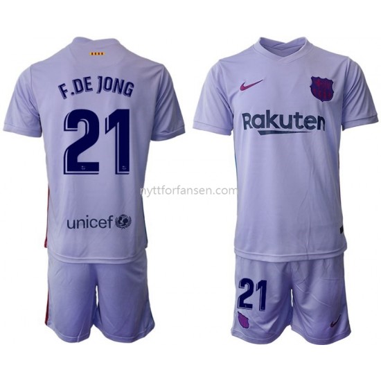 FC Barcelona Frenkie de Jong 21 Fotballdrakt Barn Bortedraktsett 2021-2022