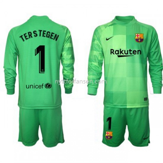 FC Barcelona Keeper Ter Stegen 1 Fotballdrakt Barn Tredjedraktsett 2021-2022 Langermet
