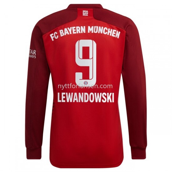FC Bayern München Robert Lewandowski 9 Fotballdrakt Herre Hjemmedraktsett 2021-2022 Langermet