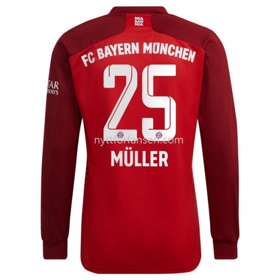 FC Bayern München Thomas Muller 25 Fotballdrakt Herre Hjemmedraktsett 2021-2022 Langermet