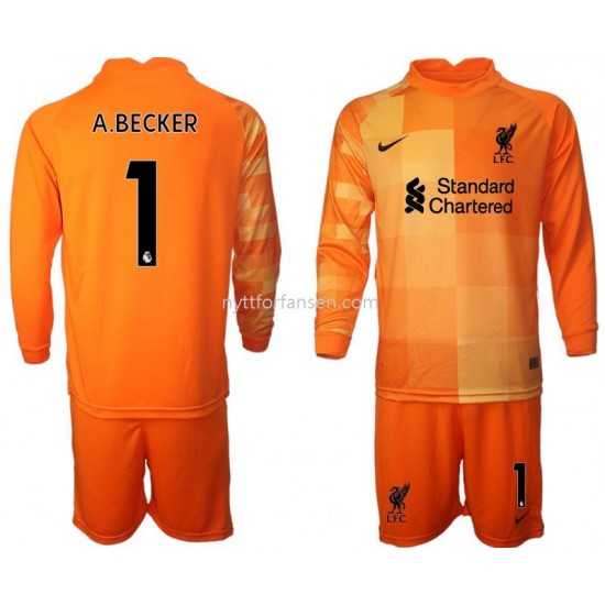 Liverpool Keeper A.BECKER 1 Fotballdrakt Barn Fjerdedraktsett 2021-2022 Langermet