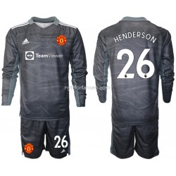 Manchester United Dean Henderson 26 Keeper Fotballdrakt Barn Bortedraktsett 2021-2022 Langermet