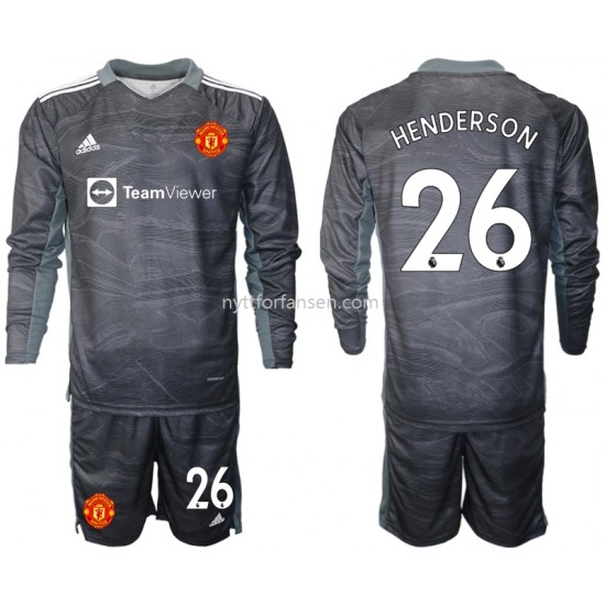 Manchester United Dean Henderson 26 Keeper Fotballdrakt Barn Bortedraktsett 2021-2022 Langermet