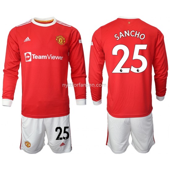 Manchester United Jadon Sancho 25 Fotballdrakt Barn Hjemmedraktsett 2021-2022 Langermet