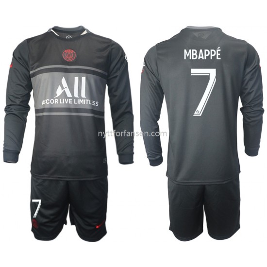 Paris Saint-Germain Kylian Mbappé 7 Fotballdrakt Barn Tredjedraktsett 2021-2022 Langermet