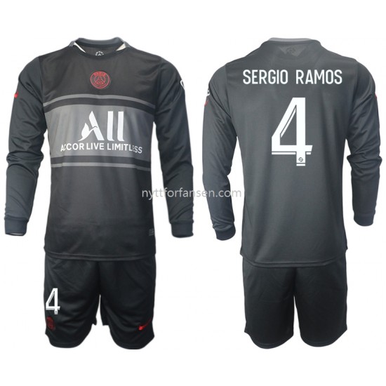 Paris Saint-Germain Sergio Ramos 4 Fotballdrakt Barn Tredjedraktsett 2021-2022 Langermet