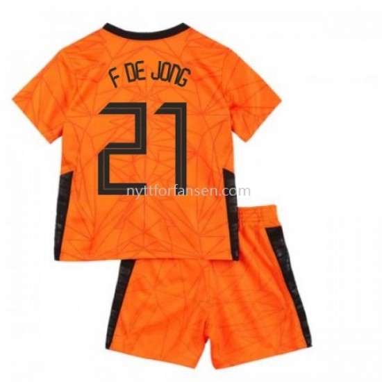 Nederland Frenkie de Jong 21 Fotballdrakt Barn Hjemmedraktsett Euro 2020