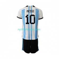 Argentina Fotballdrakt Messi 10 Barn Hjemmedraktsett Fotball-VM 2022 Kortermet