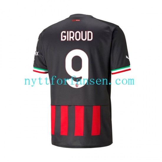 AC Milan Fotballdrakt Olivier Giroud 9 Herre Hjemmedraktsett 2022-2023 Kortermet