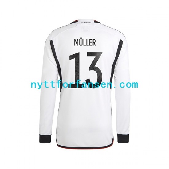 Tyskland Fotballdrakt Thomas Muller 13 Herre Hjemmedraktsett Fotball-VM 2022 Langermet